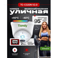 Видеокамера купольная с микрофоном Tiandy TC-C320N V2.0 (2Мп, 2.8mm) Видеокамера купольная с микрофоном Tiandy TC-C320N V2.0 (2Мп, 2.8mm)