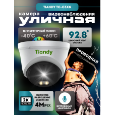 IP камера видеонаблюдения купольная с микрофоном и питанием по PoE Tiandy TC-C34XN (4 МП) IP камера видеонаблюдения купольная с микрофоном и питанием по PoE Tiandy TC-C34XN (4 МП)