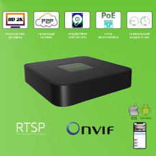 IP видеорегистратор 4 канальный с 4-POE Tiandy TC-R3104